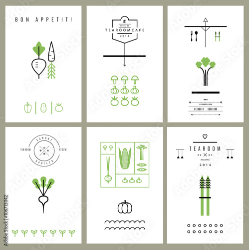 Collection of cards with Vegetables. Icons. Vector. Isolated