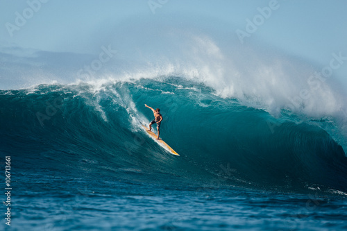 Man surfing wave, Waimea Bay, North Shore, Oahu, Hawaii, America, USA photo
