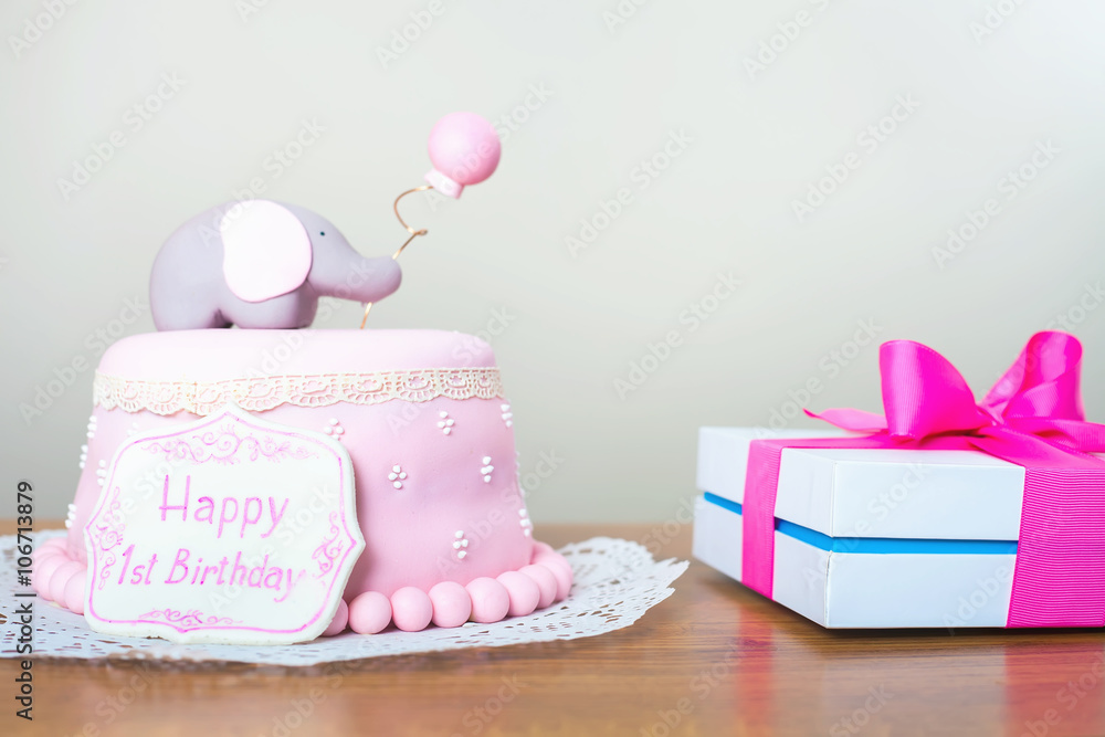 Celebrating first birthday. Cake. Celebrating first birthday. Cake.