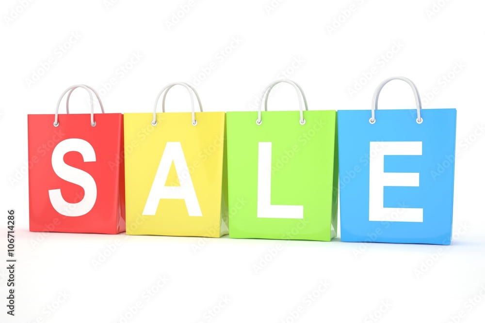 sale written on shopping bag. 3D rendering. sale written on shopping bag. 3D rendering.