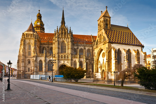 St. Michael chapel and St. Elisabeth cathedral in the main square of Kosice city in eastern Slovakia. photo