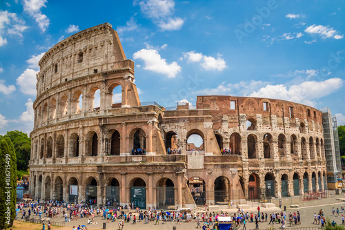 Colosseum with clear blue sky, Rome, Italy