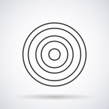 Target icon with the shadow on a white background, vector illustration