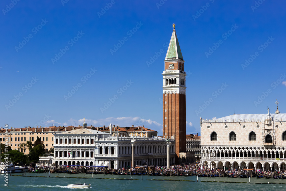 View at famous San Marco square waterfront at sunny day, Venice,
