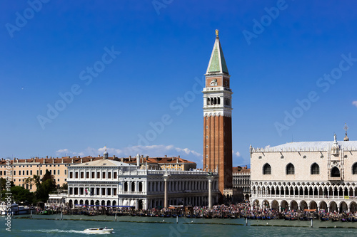 View at famous San Marco square waterfront at sunny day, Venice,