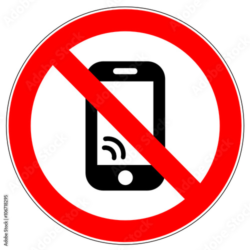 Naklejka znak zakaz używania telefonu - zakaz, telefony, telefony,  fototapety | Foteks