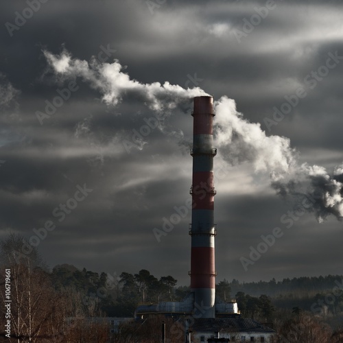 large central heating station in dramatic light. Vilnius, Lithua photo