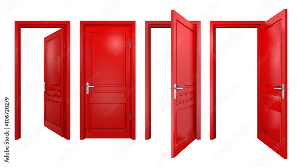 Obraz premium Collection of isolated red doors