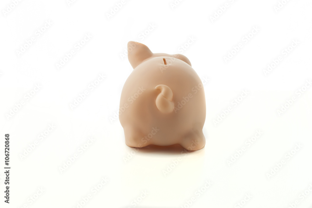 Piggy bank back isolated on a white background