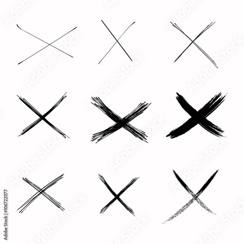 Set Vector Abstract Sketch Black Crosses