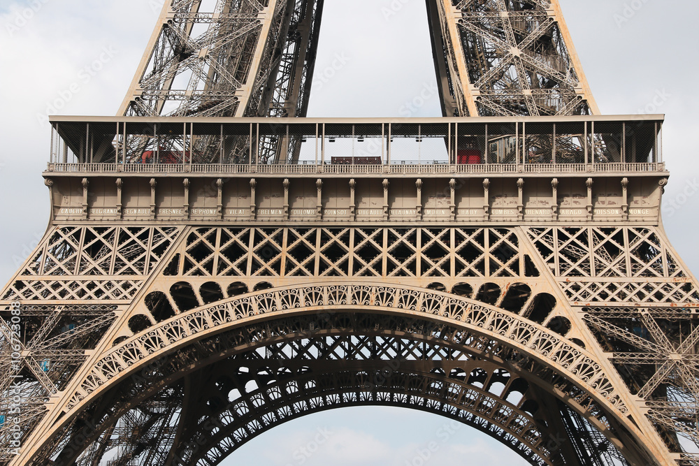 Fototapeta premium Architectural details of Eiffel Tower, Paris, France, Europe.