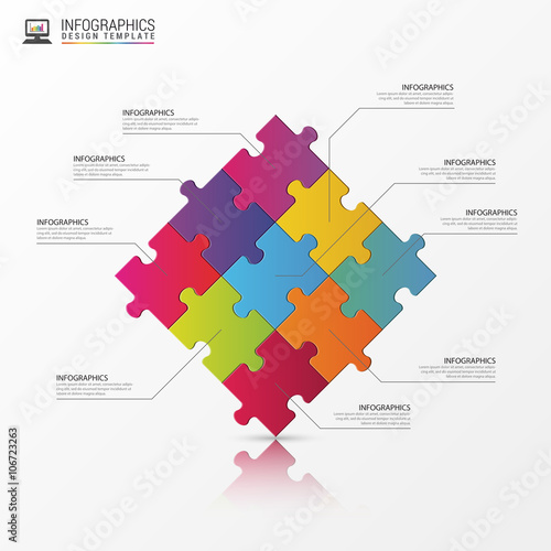 Puzzle piece infographics business concept. Vector