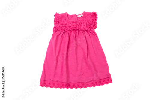 elegant light pink children summer dress, isolated
