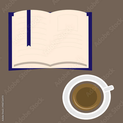 Чтение, читать книгу, открытая книга и чашка кофе, отдых