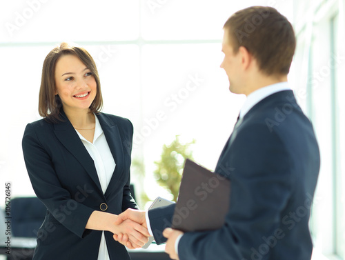 Wallpaper Mural Two professional business people shaking hands Torontodigital.ca