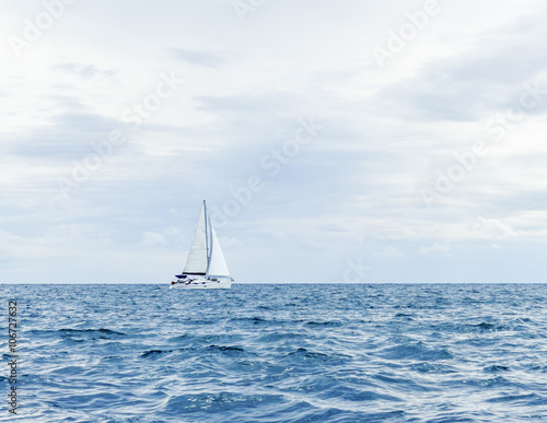 Sailing yacht in sea