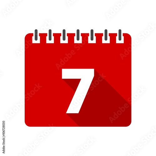 Calendar icon with long shadow - number 7