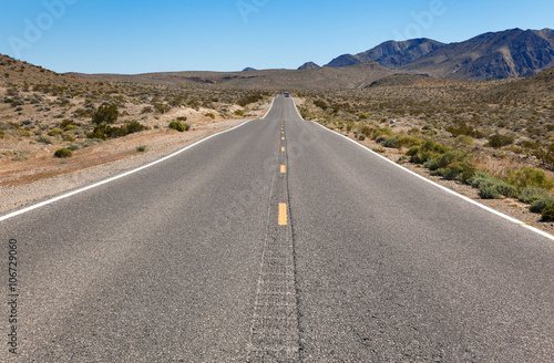 Road through desert to Death Valley, California, USA