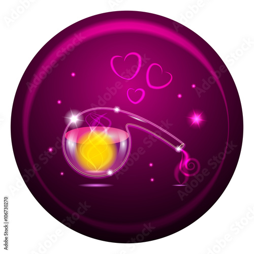 Glass retort with magic potion
