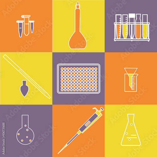 chemistry biology icon set