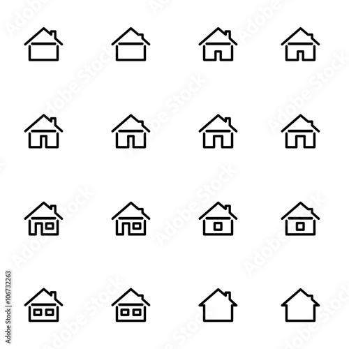 Set 3 of line icons representing house Vector Illustration