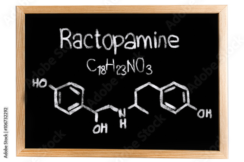 Blackboard with the chemical formula of Ractopamine