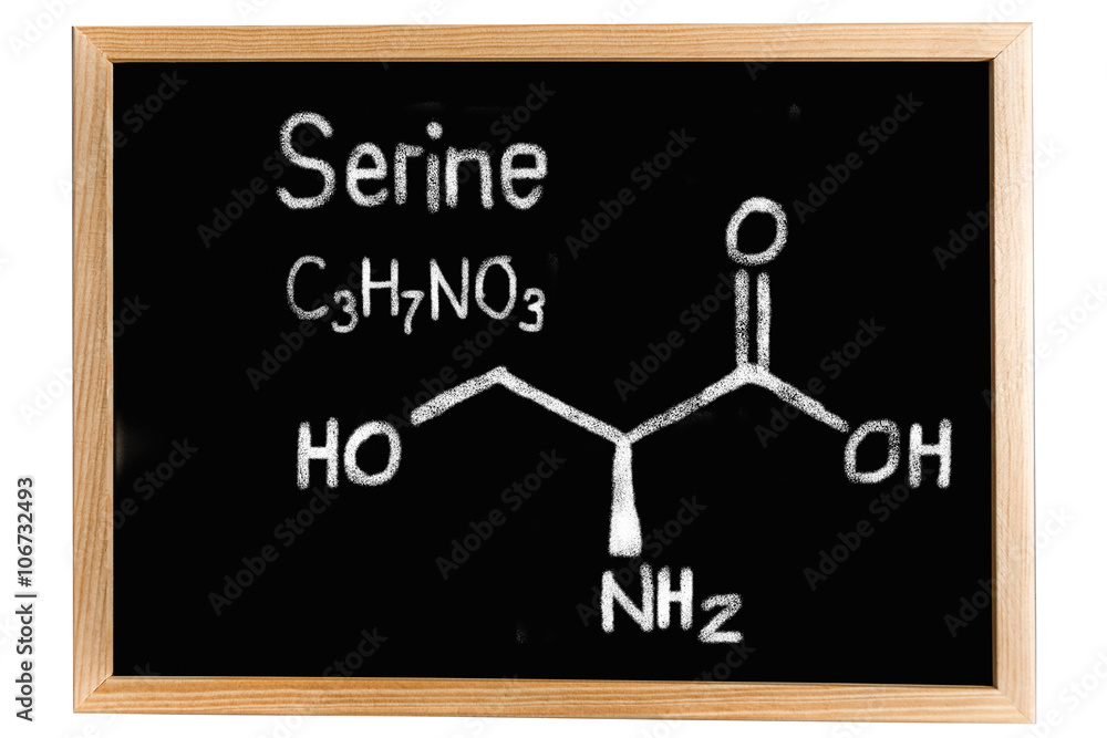 Blackboard with the chemical formula of Serine Blackboard with the chemical formula of Serine