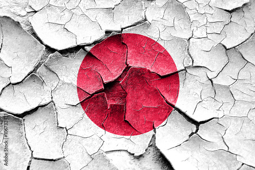 Fotografía Grunge Japan flag with some cracks and vintage look