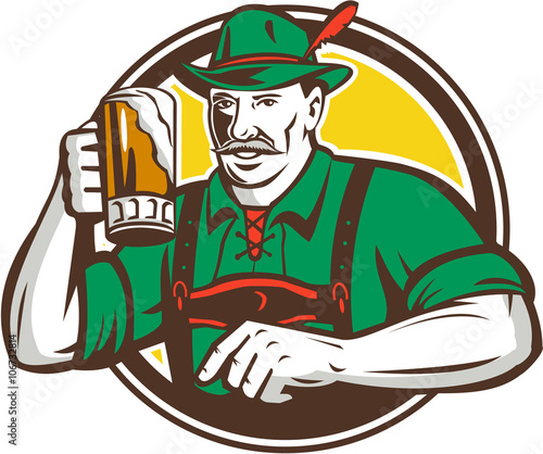 Oktoberfest Bavarian Beer Drinker Circle Retro