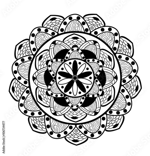 Black and white mandala vector for coloring, mandala in bianco e nero vettoriale da colorare