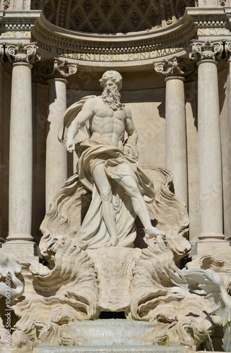 Oceanus god from beautiful Trevi Fountain  in the center of Rome