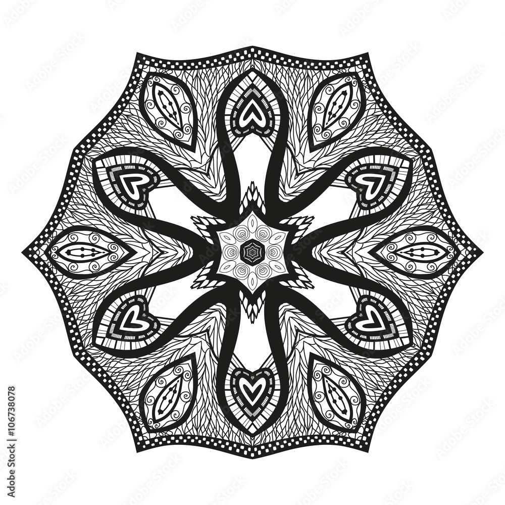 Mandala. Ethnic decorative element. Round ornament. Ethnic Amulet. Islam, Arabic, Indian, ottoman motifs. Coloring element. Hand drawn background Mandala. Ethnic decorative element. Round ornament. Ethnic Amulet. Islam, Arabic, Indian, ottoman motifs. Coloring element. Hand drawn background