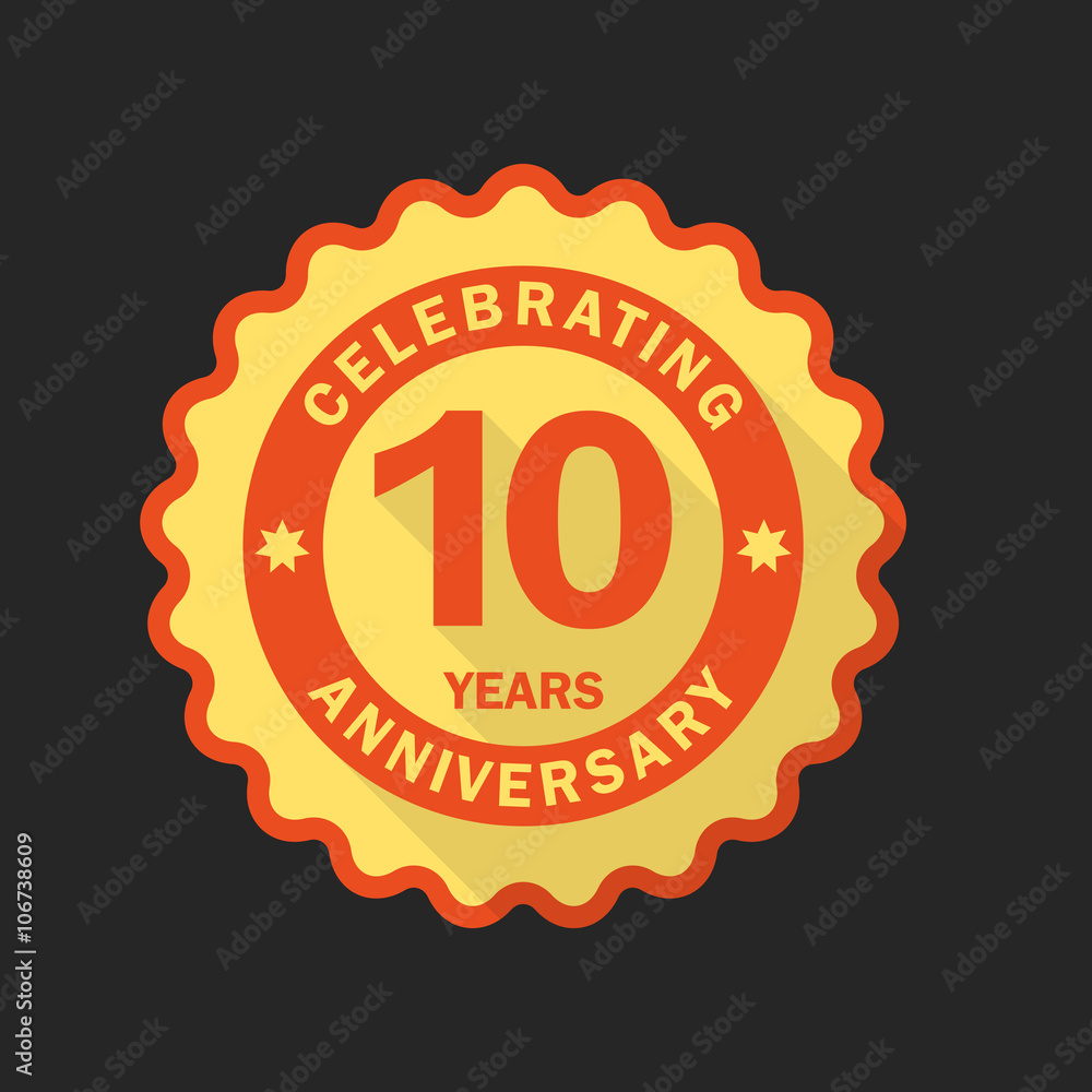 Fototapeta premium Anniversary emblem, logo template. Flat style icon