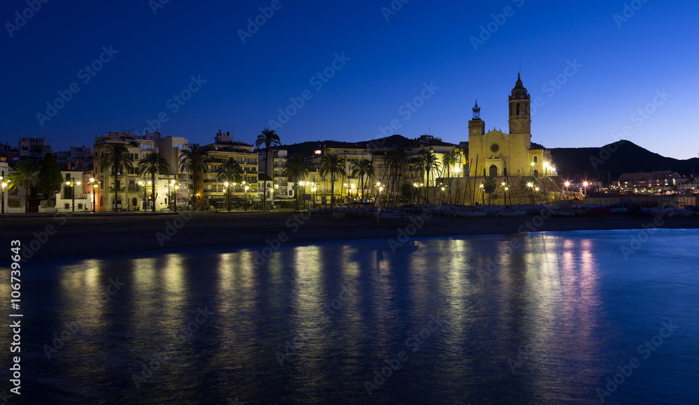Seaside of Sitges in early morning