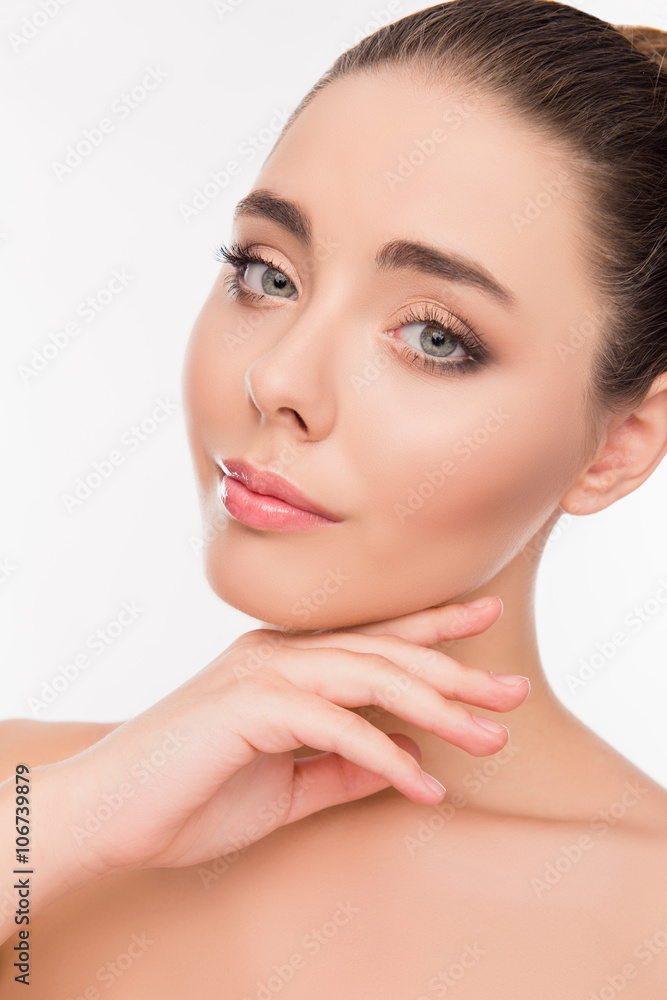 Close up portrait of beautiful woman with perfect skin Close up portrait of beautiful woman with perfect skin