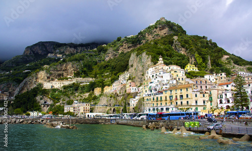 Main area of downtown Amalfi, Italy.
