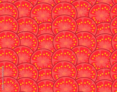 juicy red tomato slices seamless vector pattern