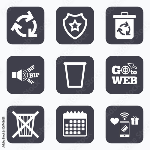 Recycle bin icons. Reuse or reduce symbol.