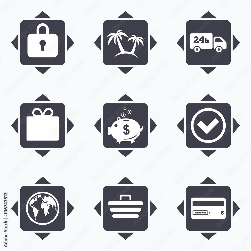 Online shopping, e-commerce and business icons. Online shopping, e-commerce and business icons.