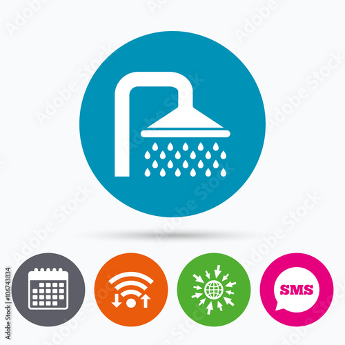 Shower sign icon. Douche with water drops symbol