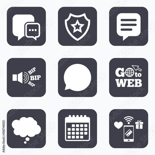 Chat icons. Comic speech bubble signs. Think.