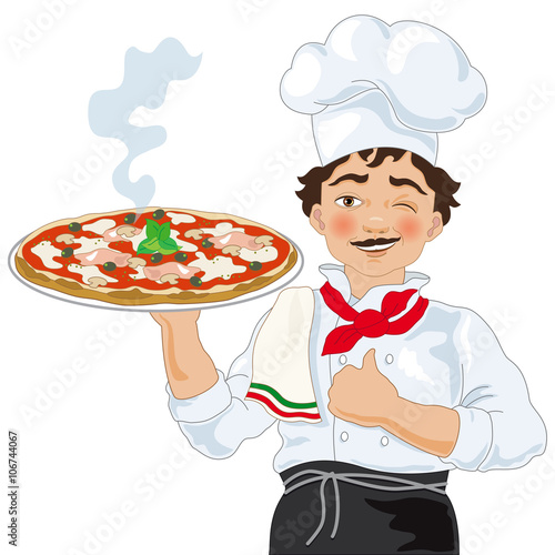 Pizzaiolo con Pizza