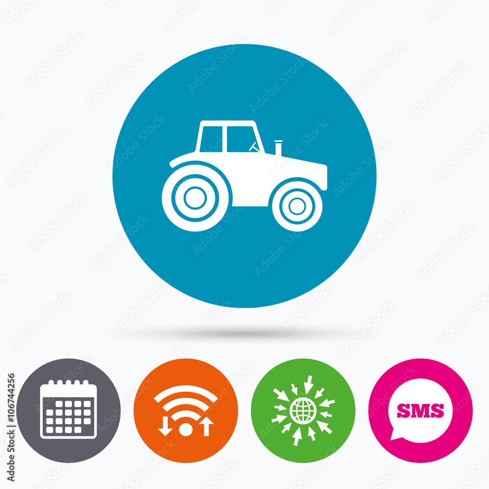 Tractor sign icon. Agricultural industry symbol. Tractor sign icon. Agricultural industry symbol.