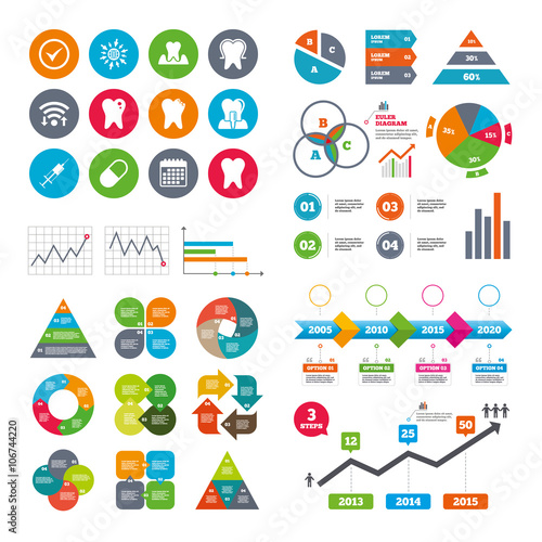 Tooth, dental care icons. Stomatology signs.