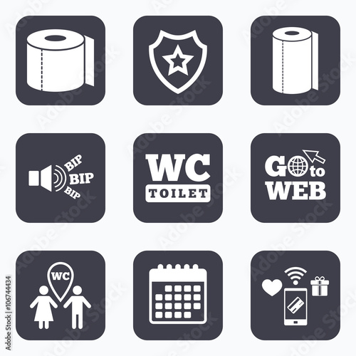 Toilet paper icons. Gents and ladies room.