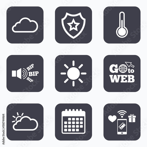 Weather icons. Cloud and sun. Temperature symbol