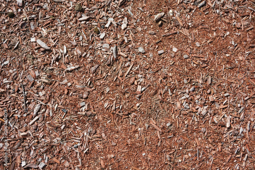 high angle view of mulch background in garden high angle view of mulch background in garden
