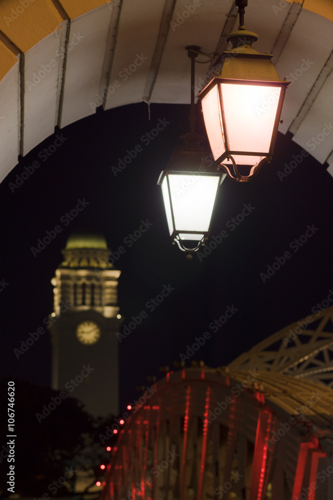 Lamps of Anderson Bridge Archway at Night