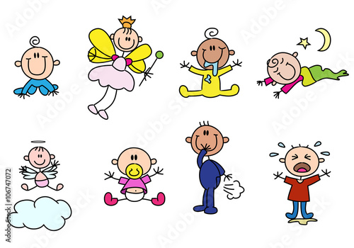 Wallpaper Mural  variety cute stick baby figures Torontodigital.ca
