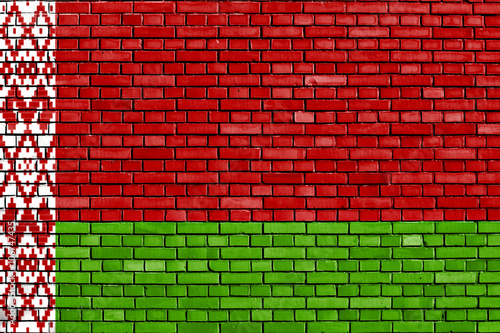 flag of Belarus painted on brick wall